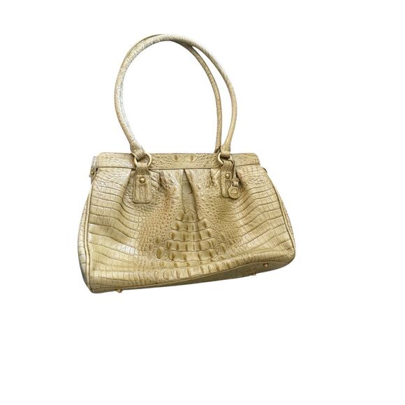 Brahmin Elouise Womens Chartreuse Croc Embossed Leather Shoulder Bag Satchel - Picture 3 of 16